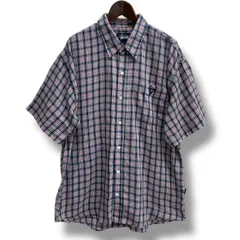 Stussy ステューシー 90s オールドステューシー 紺タグ 半袖シャツ チェック柄 ポケット付 オールド ビンテージ ネイビー ホワイト レッド 紺 白 赤 マルチカラー サイズL メンズ 夏 ゴーゴー古着久喜倉庫店 No.1117Y