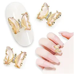 【在庫処分】デコパーツ ネイルパーツ 蝶々 ネイル デコレーション ジェルネイル 立体 蝶々 回転可能 大きめ 3d diy 3個セット ネイル 宝石パーツ 水晶 ブレスレット パーツ Kalevel クリスタル 多面 手作り手芸 飾り物 ガラス