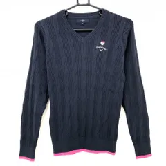 キャロウェイ セーター ネイビー ケーブル編み コットン混 ニット レディース M ゴルフウェア Callaway