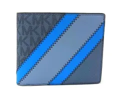 ■新品■未使用■ MICHAEL KORS マイケルコース MK柄 PVC×レザー 二つ折り 財布 ウォレット 小銭入れ 札入れ ブルー系 BF8674