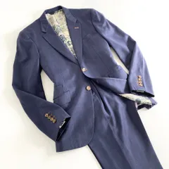 56b12 日本製 Paul Smith COLLECTION ポールスミス コレクション シングルスーツ セットアップ 裏地総柄 サイズL ブルー×レッド チェック ウール100％ メンズのサムネイル