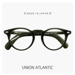 【新品】 ユニオンアトランティック メガネ ua3635-ol 日本製 unionatlantic 眼鏡  メンズ レディース ボストン 型 太め フレーム 太セル 緑 オリーブ ダミーレンズ発送