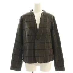 パラスパレス Pallas Palace ウールチェックジャケット ノーカラー