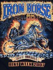 IRON HORSE　スカル　バイク　バイカー　アメリカン　ヴィンテージ　Tシャツ　旨ポケット　ブラック　ハーレー　レッドウィング