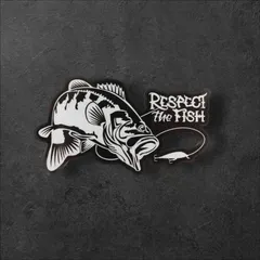 RESPECT THE FISH Sサイズ A 釣り中 バス カーステッカー 車用屋外防水・反射・UVカット耐候仕様