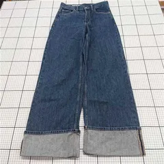 ◇ Θ ZARA ザラ ロールアップ デニム ワイド パンツ サイズEUR 34 USA 2 MEX 24 ブルー系 レディース E  【1509180008015】