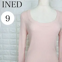 イネド INED Mサイズ ピンク リブニット 長袖 トップス シンプルデザイン きれいめ レディース【A2695-20】