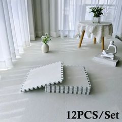 ジョイントマット 大判3畳用 厚手30x30cm 12枚セット リネンフォーム 床保護マット インターロッキング ヨガ フィットネス ワークアウト インテリア EVA素材 ソフトパズルマット
