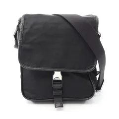プラダ PRADA ショルダーバッグ ブラック ナイロン サフィアーノレザー ショルダーバッグ ユニセックス Used A