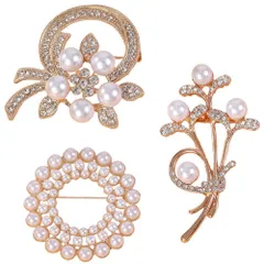 結婚式 セレモニー 入学式 フォーマル 卒業式 ジャケット 花 スーツ 人工パール ドレス 胸飾り アクセ パーティー コサージュ ピン ジルコニア 母の日 優雅的 ギフト パール 贈り物 ブローチ プレゼント FASELE 3点セット