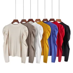 大人な可愛さ 長袖パフスリーブ ニット トップス 韓国ファション レディースファション インナーguochen01