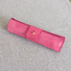 極薄革のロールペンケース　ボルドー　３本用　マヤベリー　ハンドメイド