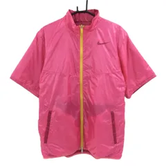 【美品】ナイキゴルフ 半袖中綿リバーシブルジャケット ピンク×イエロー メンズ XXL ゴルフウェア 大きいサイズ NIKE