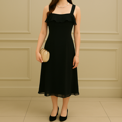 【シルク100%✨】ジルスチュアート＊JILLSTUART＊パーティードレス＊ブラックティアードキャミワンピース／ロング丈／サイズ4／Sサイズ相当✨