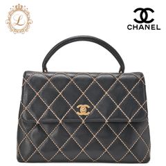 CHANEL シャネル ココマーク ワイルドステッチ ターンロック ハンドバッグ カーフスキン 黒（ゴールド金具） トートバッグ   レディーストートバック ハイブランド【中古】【送料無料】