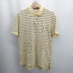 ◇ ポロラルフローレン ボーダー　ワンポイント 半袖 ポロシャツ サイズL イエロー系 メンズ ◆ E  【1506300033315】