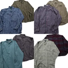 古着卸 まとめ売り チェック柄 長袖シャツ 8枚セット (メンズ XL /2XL ) ボタンダウン マドラス 中古 古着 NA9424