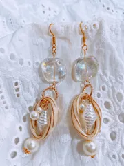 ゴージャス　パールリング　ピアス