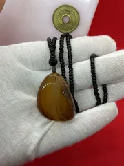 糸瑪瑙 原石ペンダント 黒曜石ネックレス3350