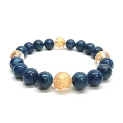 10mm 四神獣金彫水晶×アパタイト パワーストーン ブレスレット天然石 運気上昇 開運 幸運 金運 恋愛運 お守り 青龍 白虎 玄武 朱雀（シンプル）メンズ・レディース　男性・女性　数珠ブレス　開運 [6]