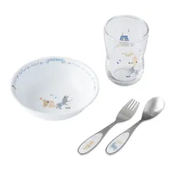 【特価セール】デイリーセット グラス 4点セット おやつ皿 スプーン ブレーメン フォーク 出産祝い 食器セット お食い初め 離乳食 子供用 ギフト 日本製 NARUMI(ナルミ) 7980-33547