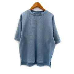 チャオパニック ティピー CIAOPANIC TYPY ワッフルカットソー 半袖 ラウンドネック 無地 S 水色 ライトブルー /SY26