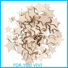 【特価商品】LIFKOME 木製チップ 星 木材チップ 木製スライス 木片 星型 DIY手作り 木製ペンダント 14-34MMミクス 200枚