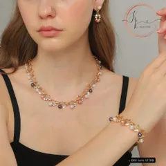 ネックレス ピアス ブレスレット 3点 ミックスパール ゴールド 高見え ドレス