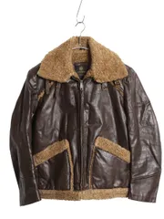 【お得なクーポン配布中!】 70s USA製 ★ COOPER B-3 タイプ 本革 レザー ジャケット 38 メンズ M 程/ ヴィンテージ 革ジャン ミリタリー ボンバー ボア ハイネック 茶