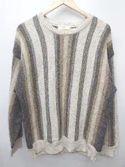 ◇ B:MING by BEAMS ビーミング マルチストライプ 薄手 長袖 ニット カットソー サイズM ベージュ マルチ メンズ P  【1406240006892】