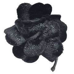 CHANEL シャネル ベロア カメリア ブローチ コサージュ 花 ブラック 黒 aq11621