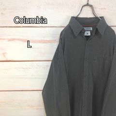Columbia コロンビア 長袖ボタンダウンシャツ ロゴ入り胸ポケット付き グレー系 他 チェック メンズ Lサイズ