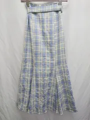 ◇ ⊂ NICE CLAUP ナイスクラップ チェック ロング丈 マーメイド スカート サイズS ブルー マルチ レディース P  【1409090020735】