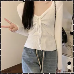 ニットトップス レディース リボン付き ニットセーター 長袖 お洒落 大人可愛い カジュアル ニットウェア リブ ショート丈ニットインナー 韓国風 秋冬 おしゃれトップス 長袖無地ニットソー きれいめ セーター