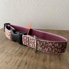 チェリーブロッサム柄　ワンタッチ首輪　25mm幅　大型犬向け　アメリカ製　アメリカ直輸入　LUPINE ルパイン　軽量　丈夫Flowerタートルリーフ