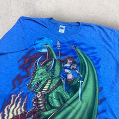 US古着 GILDAN ギルダン ドラゴン Dragon Tシャツ XL ブルー