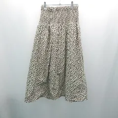 ◇ ◎ AuieF‘ アウィ ダルメシアン柄 ウエストゴム 綺麗め 上品 ロング フレア スカート サイズ38 ベージュ レディース E 【1307120038364】