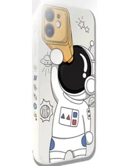 CIOP 【 宇宙飛行士 スマホケース シリコンカバー 】 13/14/15/se(第3世代) plus/pro/promax/mini アイフォンケース かわいい 可愛い おしゃれ レンズ保護 防指紋 (ホワイト, iph [ホワイト] [iphone14]