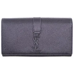SAINT LAURENT PARIS (サンローランパリ) ロゴプレート ラージ フラップ レザー ロングウォレット 長財布 ブラック 414567