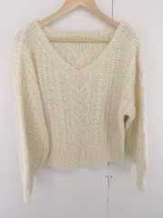 ◇ one after another NICE CLAUP ボリュームスリーブ 長袖 ニット セーター サイズF アイボリー系 レディース E  【1305010006134】