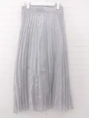 ◇ riche glamour リシェグラマー 光沢 トレンドカラー ロング プリーツ スカート サイズM シルバー系 レディース P  【1306100001022】