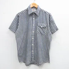 L/古着 フルーツオブザルーム 半袖 シャツ メンズ 70s 紺他 ネイビー チェック 25jun11 中古 トップスのサムネイル