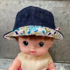 メルちゃんサイズの帽子　濃デニム①