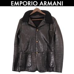 エンポリオアルマーニ レザージャケット EMPORIO ARMANI メンズアウター ブラック サイズ 46 コンディションC