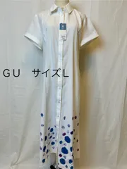 【新品、タグ付き】ＧＵ　ロング丈ワンピース　シャツワンピースホワイト　Ｌ