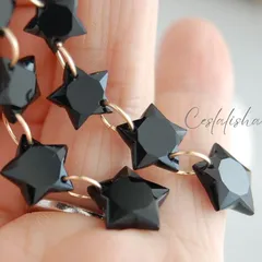 天然石　ブラックオニキス オニキス　スターピアス　スター　スターカット　星座　星　14kgfピアス　（イヤリング変更可）　ハロウィン　クリスマス