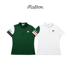 韓国 MALBON ゴルフ レディース 25 春夏 半袖Tシャツ スポーツファッション ポロシャツ 白/緑