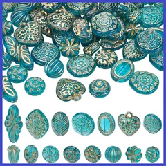 プレゼント ブレスレット 材料 DIY用 手作り用品 ビーズミックス ゴールドの花柄 ギフト アクリル アクセサリーパーツ 欧風 15種 ビーズ ヴィンテージ 手作りビーズ レトロ クリアビーズ 約90個セット PandaHall PH