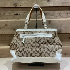 2 COACH コーチ 7052 シグネチャー キャンバス×レザー ハンドバッグ トート レディース A043