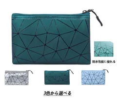 ポーチ 小物入れ コスメポーチ 化粧 旅行 おしゃれ 幾何学模様 PUレザー 軽量  グリーングリーンP_3